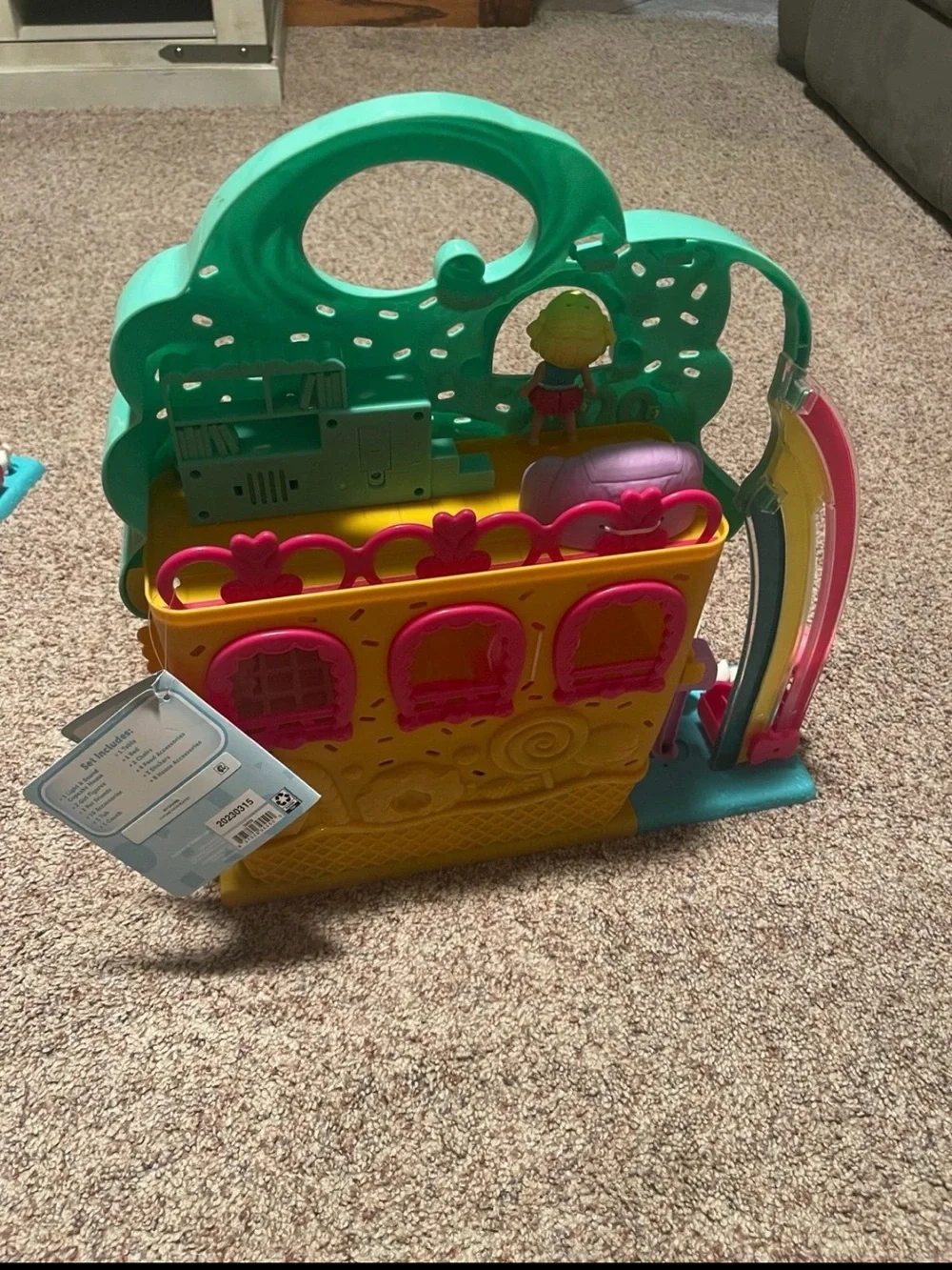 Colorful Kids Playhouse Carry Toy - Mint, Yellow & Pink